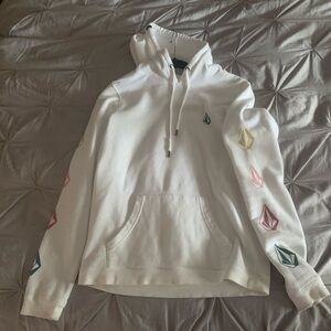 Volcom White Hoodie new w/o tag Sleeve Accents Small Women’s Surf Skater